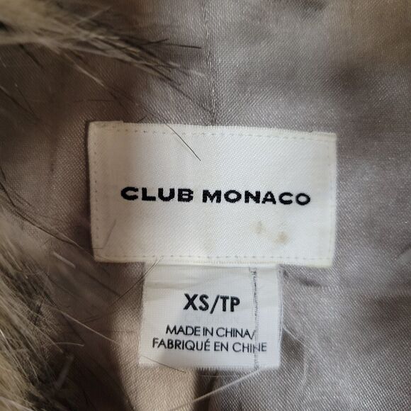 Club Monaco Winter Coat Size XS Reva Gray Wool Blend Detachable Faux Fur Trim - Picture 5 of 11
